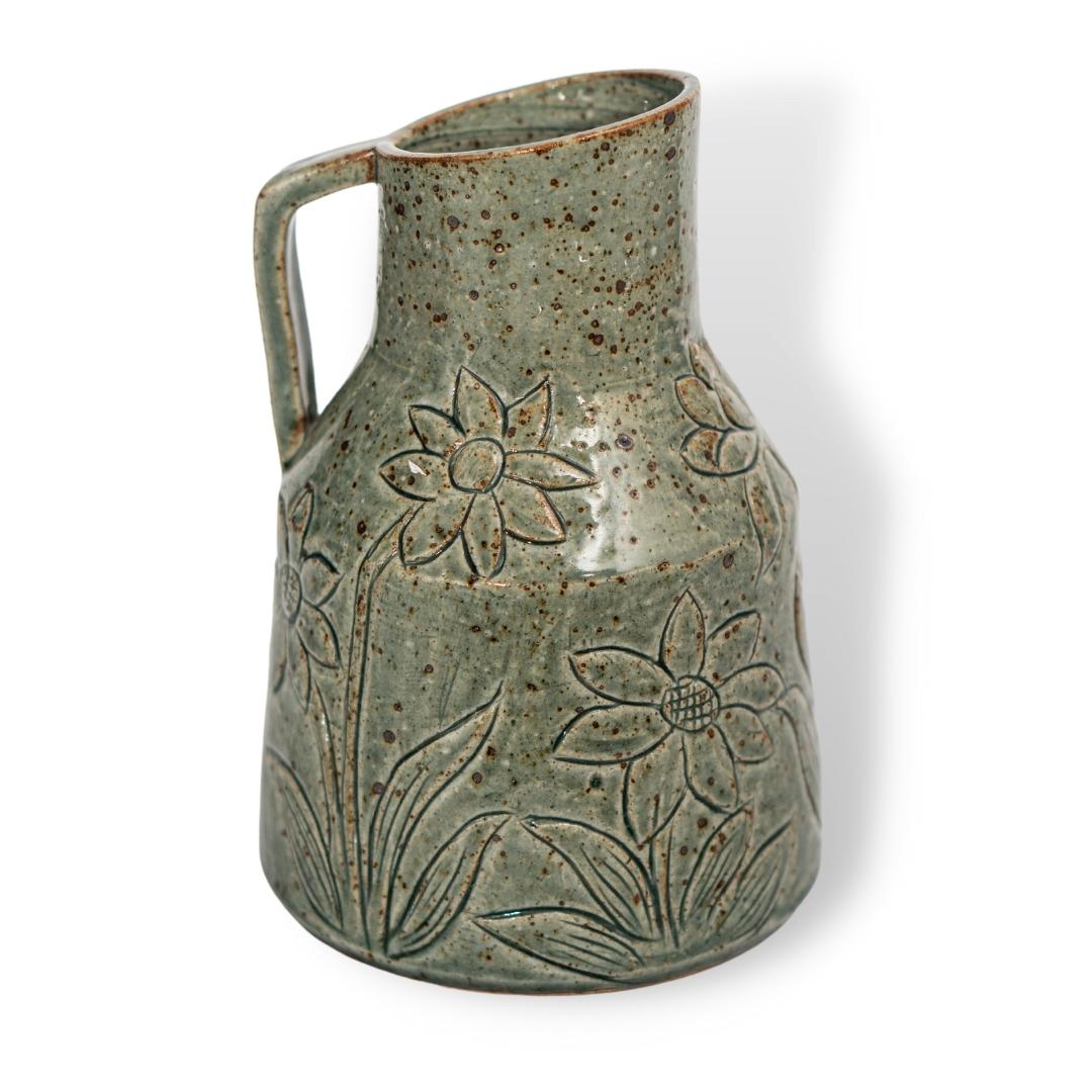 Bình Hoa Khắc Hoa Cổ Chéo Có Tai