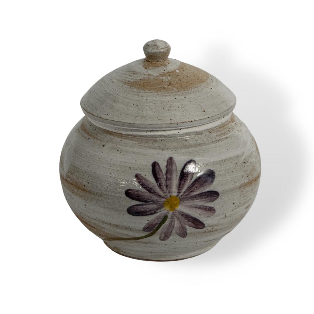 Hũ Mứt Cầu Men Trắng Hoa Tím