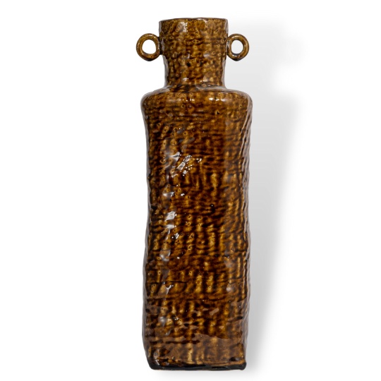 Bình Cắm Hoa Be Chạch, Men Hoàng Lưu Ly Có Tai, Dáng Cao, Tạo Hình Độc Đáo