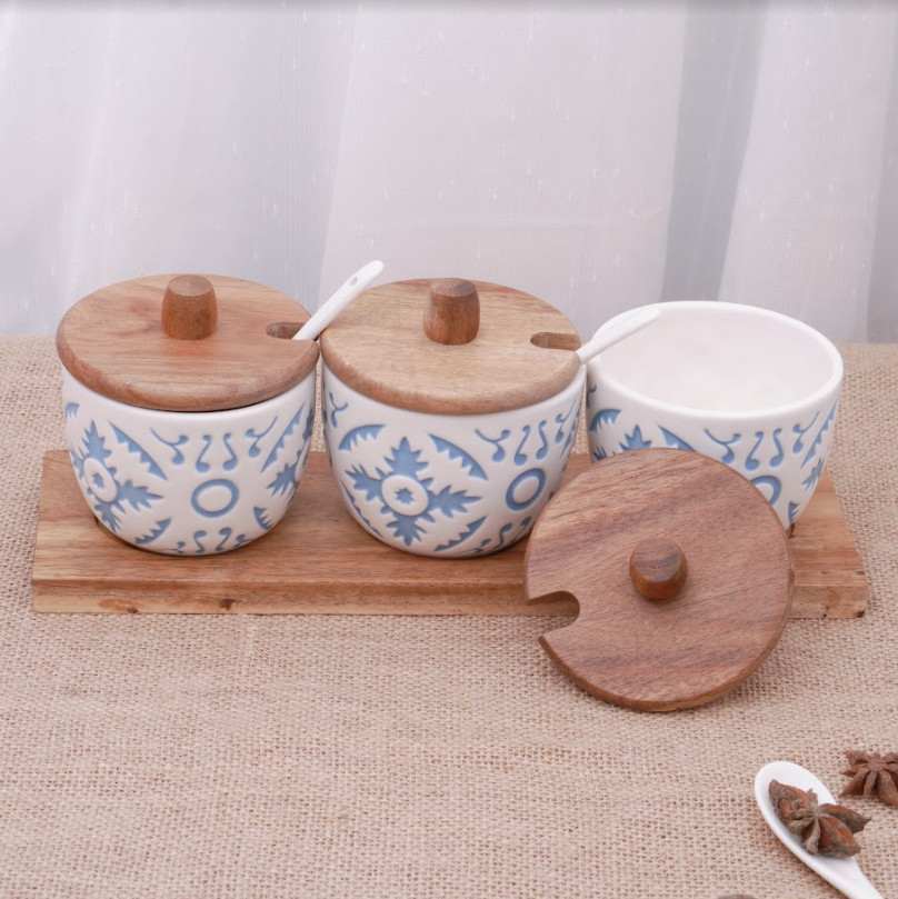 Hũ Đựng Gia Vị Nắp Gỗ Nhật Bản