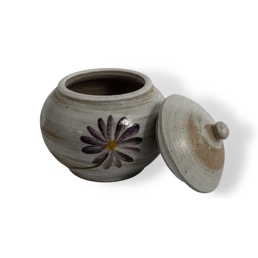 Hũ Mứt Cầu Men Trắng Hoa Tím