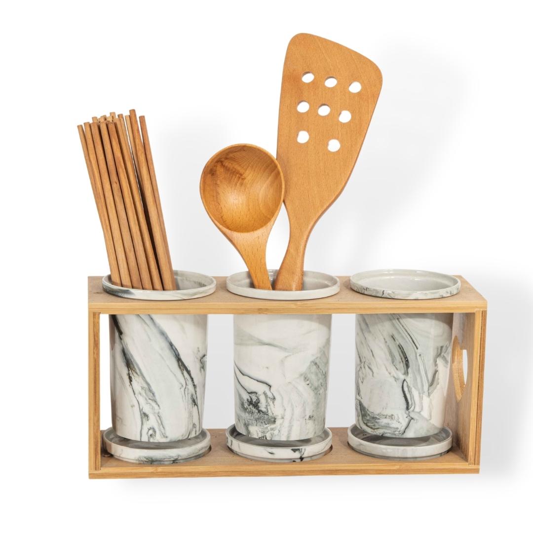 Bộ Ống Đựng Đũa Cẩm Thạch