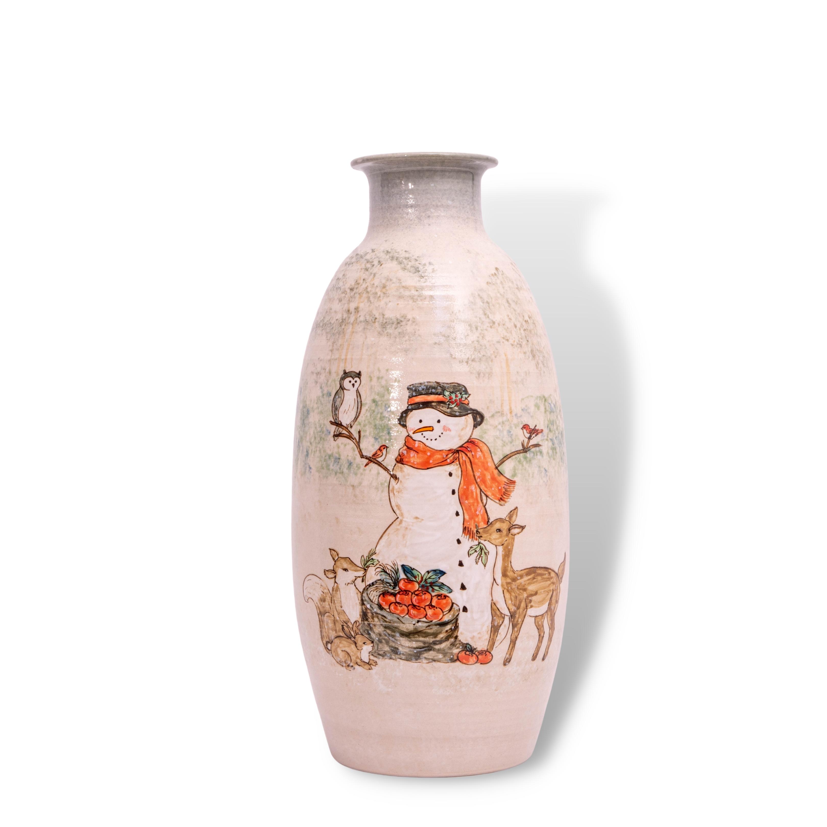 Bình Hoa Người Tuyết Và Hươu Dáng Cao