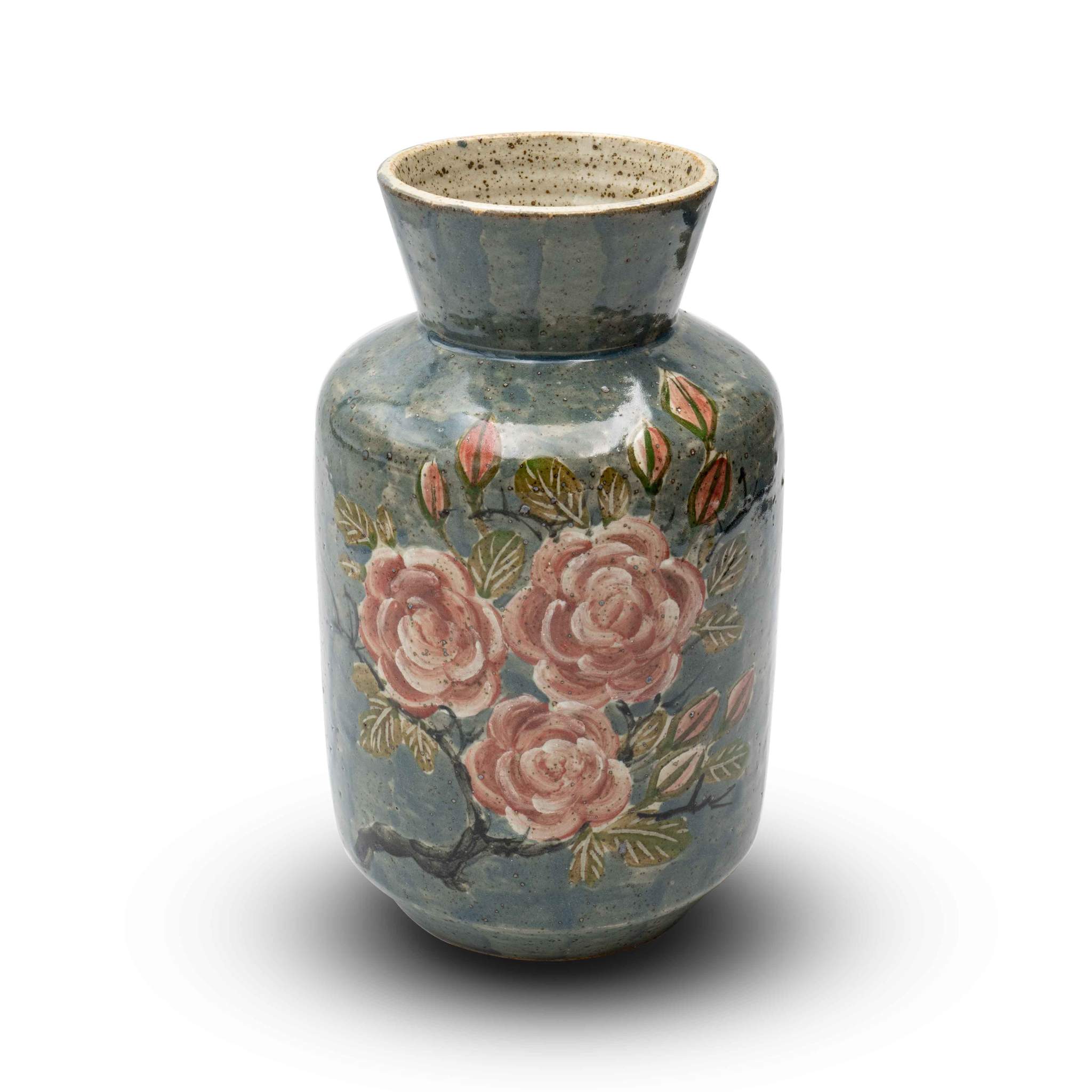 Bình Gốm Hoa Hồng Men Xanh