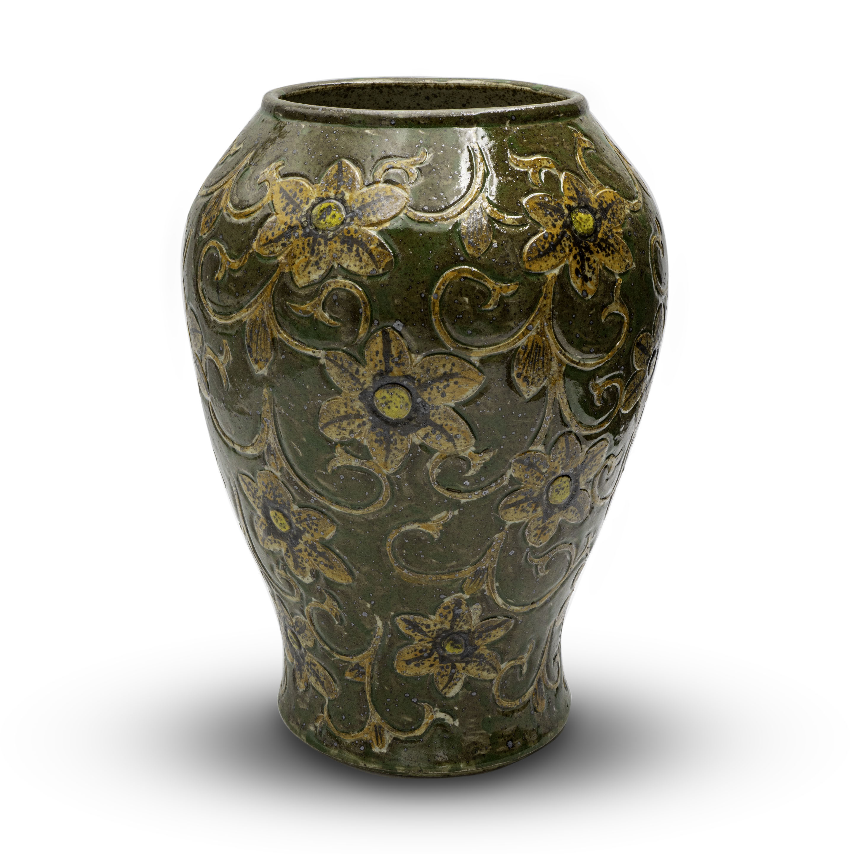 Bình Hoa Men Xanh Họa Tiết Hoa Dây