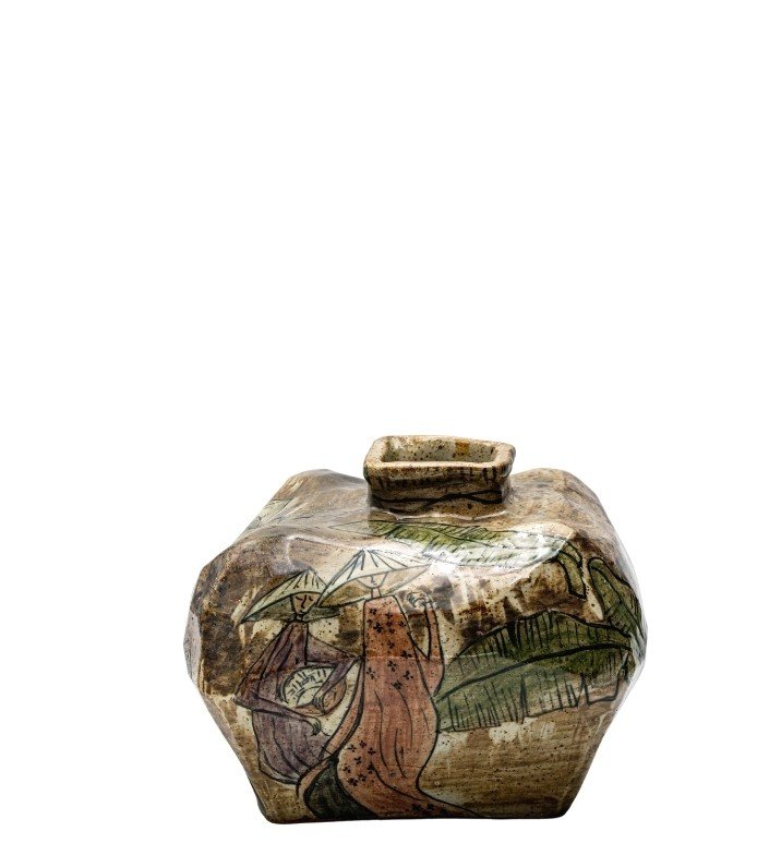 Bình Hoa Miệng Vuông Người Dân Làng Chài