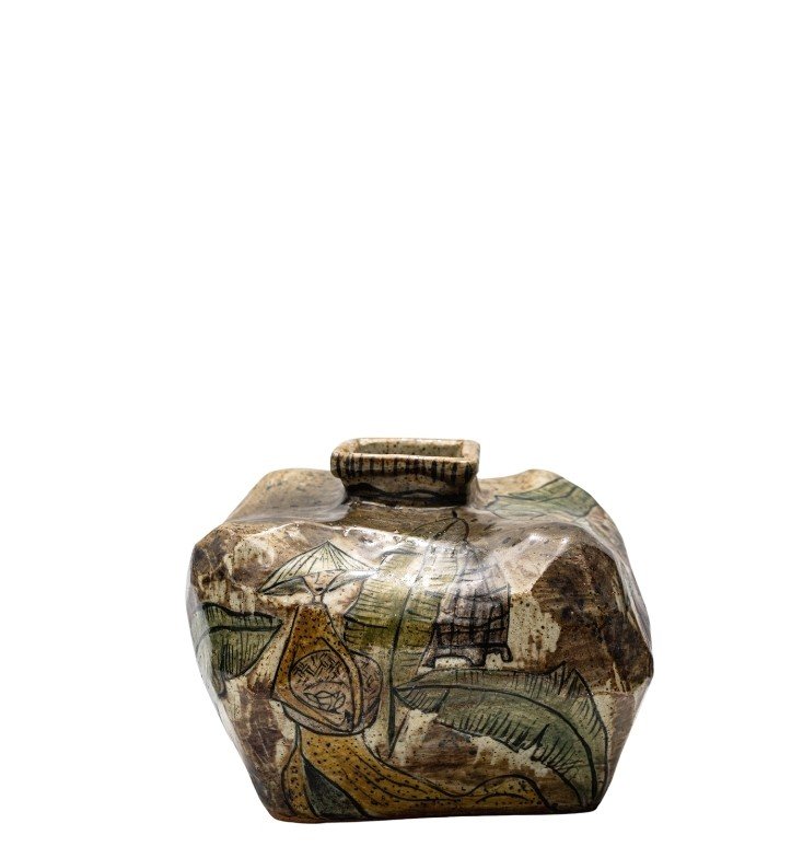 Bình Hoa Miệng Vuông Người Dân Làng Chài