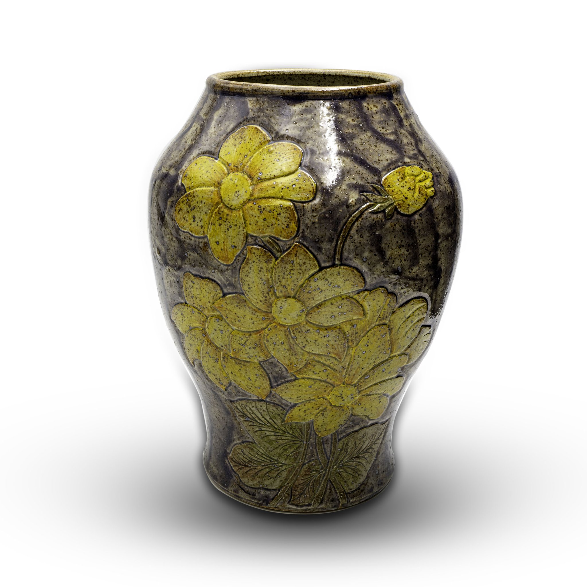 Bình Hoa Men Tiêu Tím Hoa Vàng