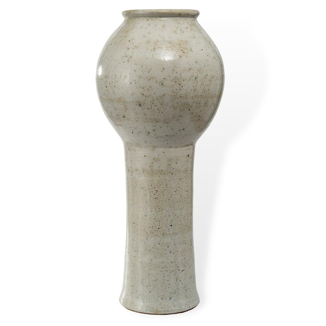 Bình Hoa Gốm Vuốt Tay - Men Tiêu Ngọc Trai </br> (C:53cm; M:11cm)