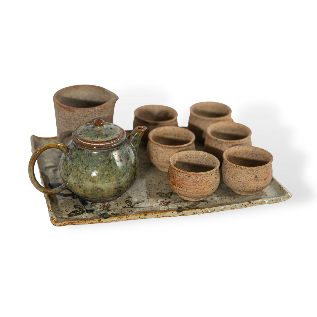 Bộ Ấm Chén Hoa Sứ Trắng Kèm Tống