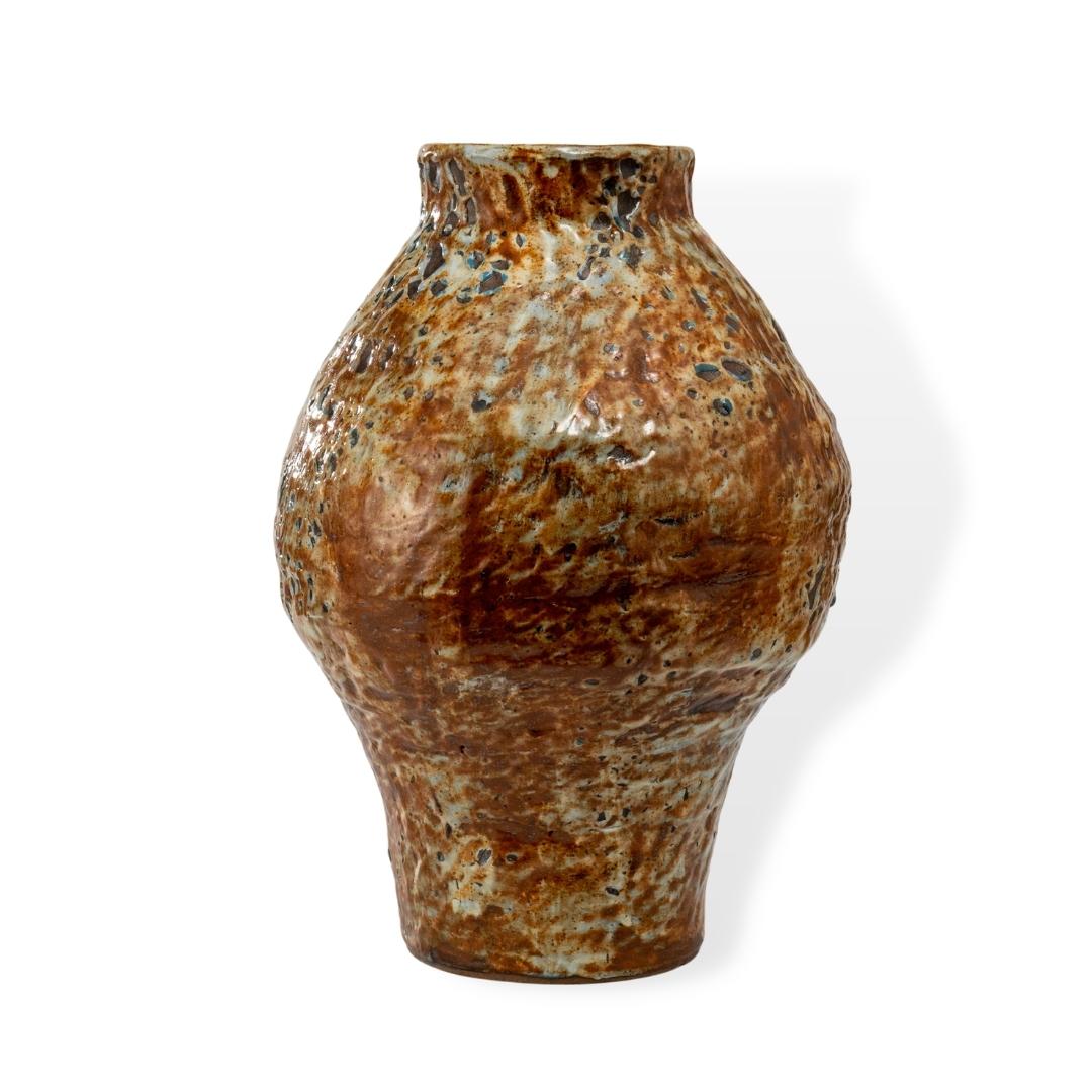 Bình Hoa Gốm Be Chạch - Men Mật Ong Chấm Đen <br> (C:32cm; M:10cm)