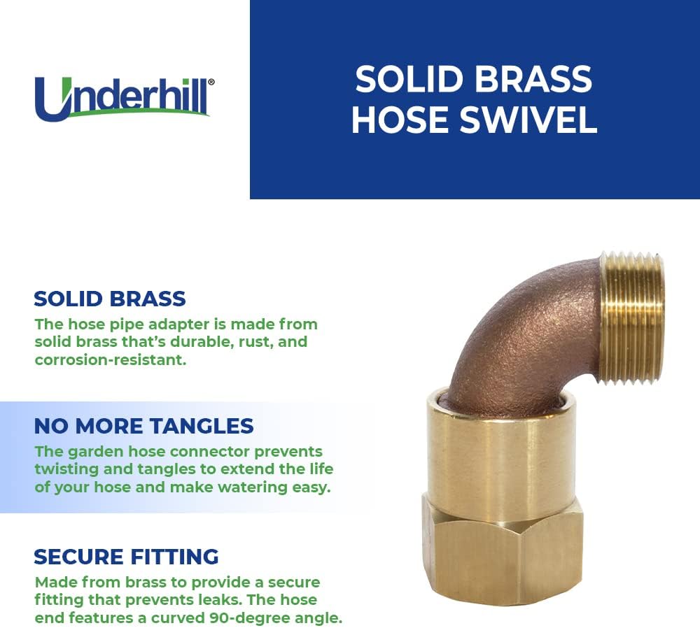 Phụ kiện vòi xoay ống nước bằng đồng Underhill cho sân golf 3/4in Fpt x 3/4in MHT