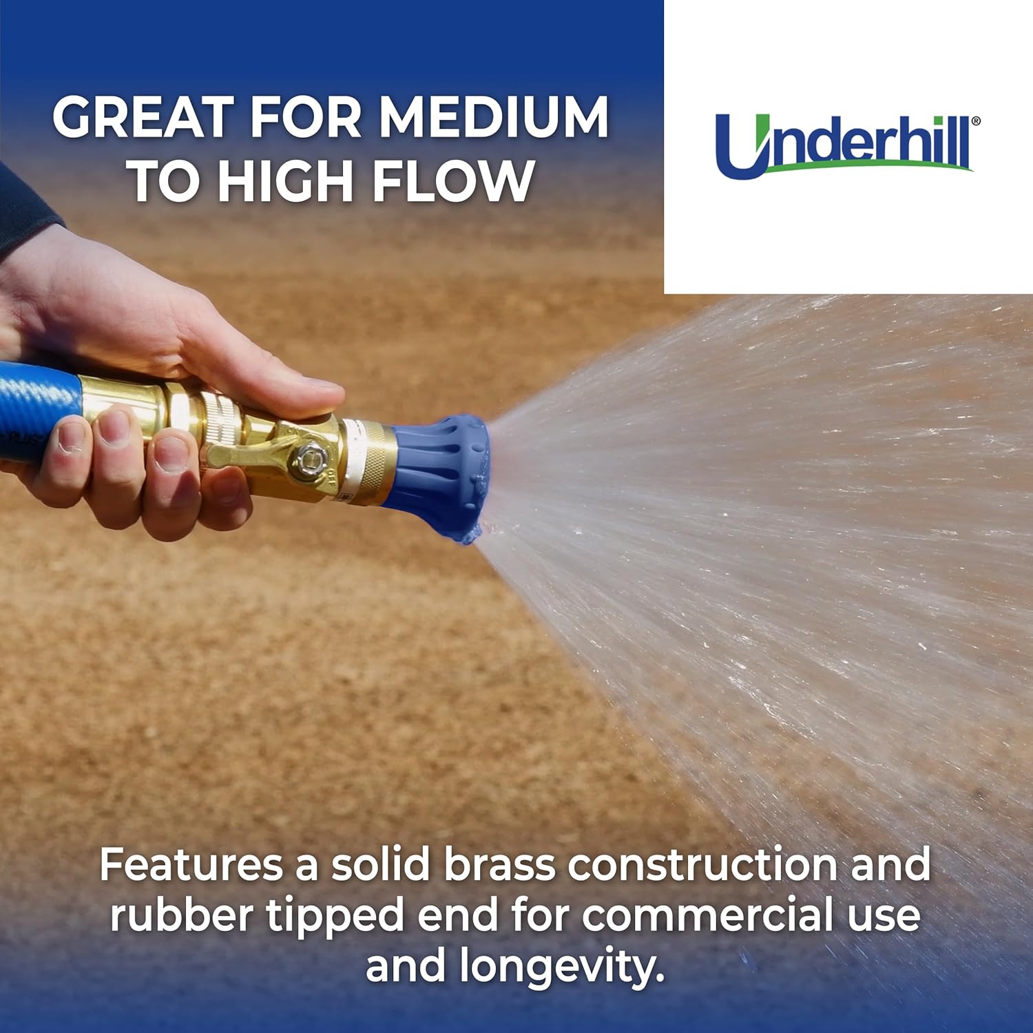 Vòi phun nước Underhill Precision Cloudburst với van điều điều khiển lưu lượng cao 48 GPM 80 PSI, 3/4 inch x 1 inch - HN4800CV