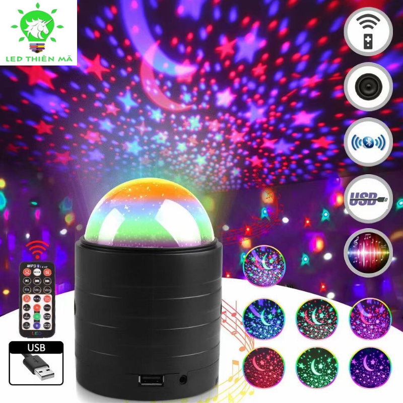 Đèn sân khấu trụ trăng sao có remote Led Thiên Mã