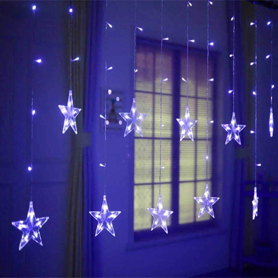 Màn thả 6 sao 6 trăng dùng để trang trí quán -Led Thiên Mã