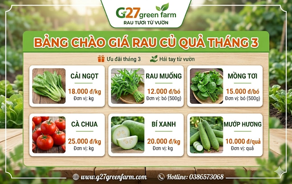 Bảng giá áp dụng tháng 03/2026
