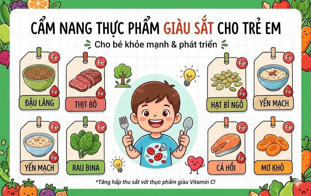 Gợi ý thực phẩm giàu sắt cho trẻ em