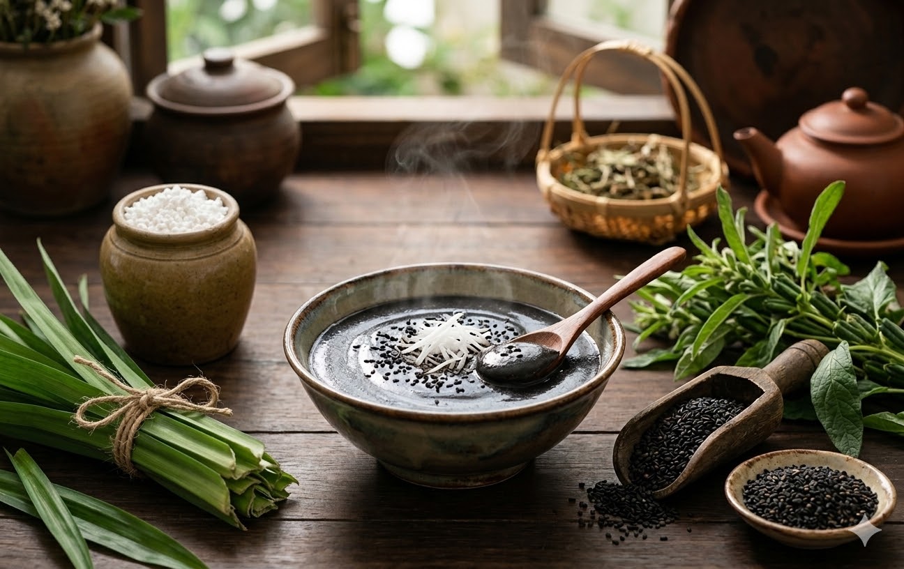 Dưỡng nhan cùng Mè đen và bột sắn dây