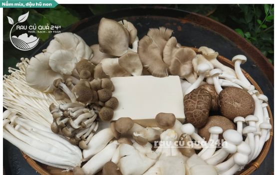 Review Nấm mix, đậu hũ non