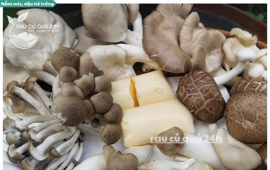 Review Nấm mix, đậu hũ trứng