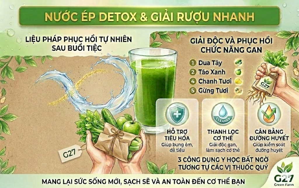 Nước Ép Giải Rượu, Đào Thải Độc Tố