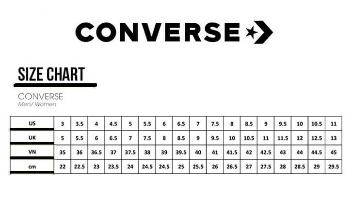 Chart Converse Uk Vs Us Sizing Converse Chuck Taylor All Star Low