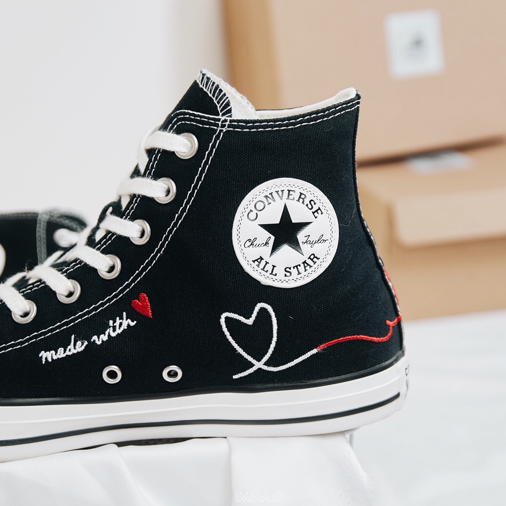 GIÀY CONVERSE CLASSIC “MADE WITH LOVE” ĐEN CAO CỔ - 171158F GIÀY CONVERSE CLASSIC “MADE WITH LOVE” ĐEN CAO CỔ - 171158F