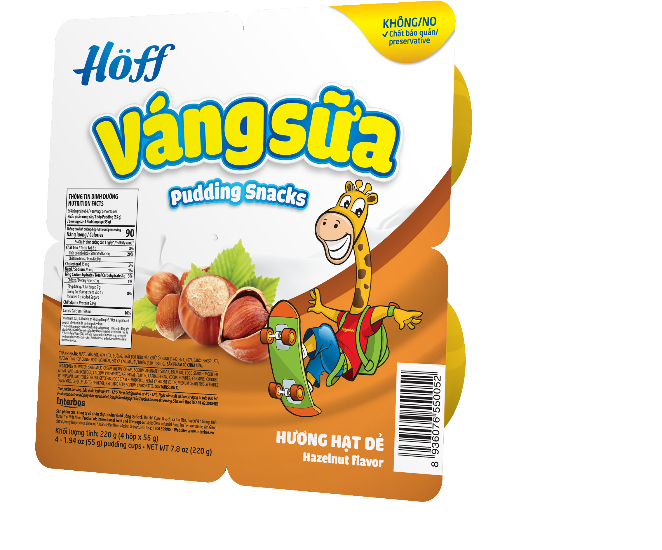 Váng sữa vị Hạt dẻ Hoff (4 vỉ - 16 hộp)