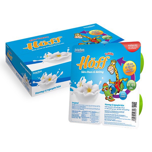 Sữa Chua trẻ em vị Nguyên Bản HOFF vỉ 4 hộp x 55g