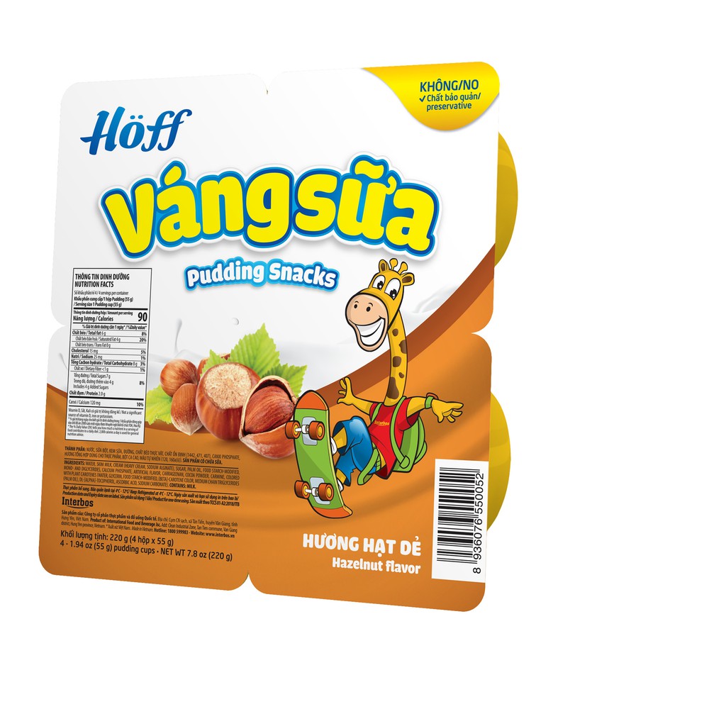 Váng Sữa vị Hạt Dẻ HOFF vỉ 4 hộp x 55g
