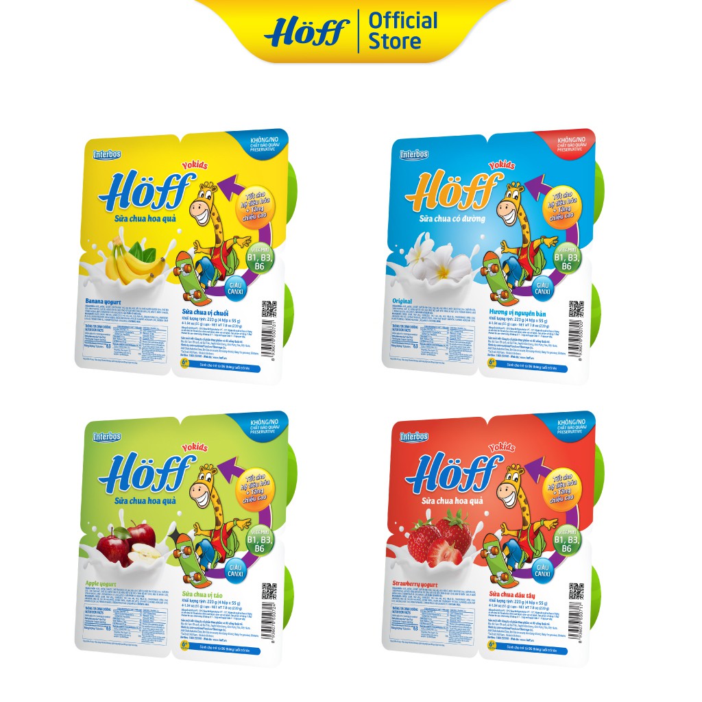 Sữa Chua trẻ em MIX VỊ HOFF (4 vỉ - 16 hộp)