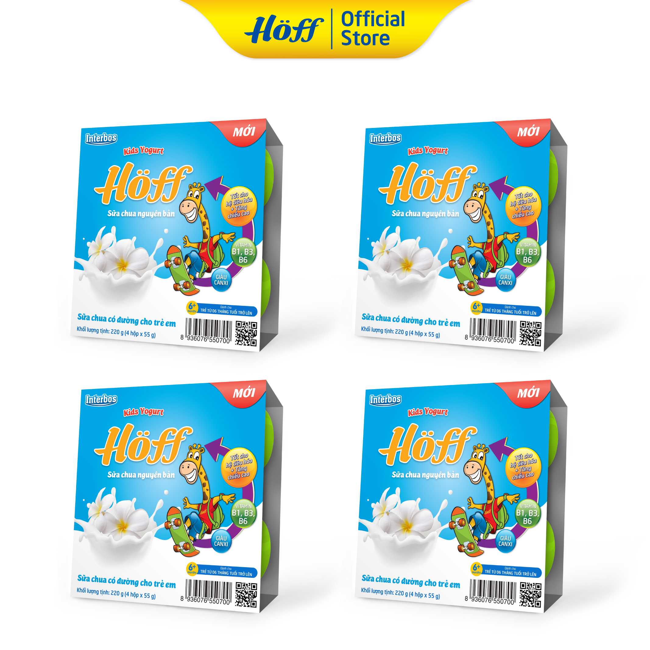 Sữa chua trẻ em vị Nguyên Bản Hoff (4 vỉ - 16 hộp)