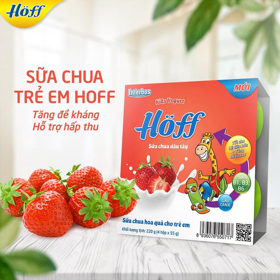 Sữa Chua trẻ em vị Dâu HOFF (1 thùng - 48 hộp)