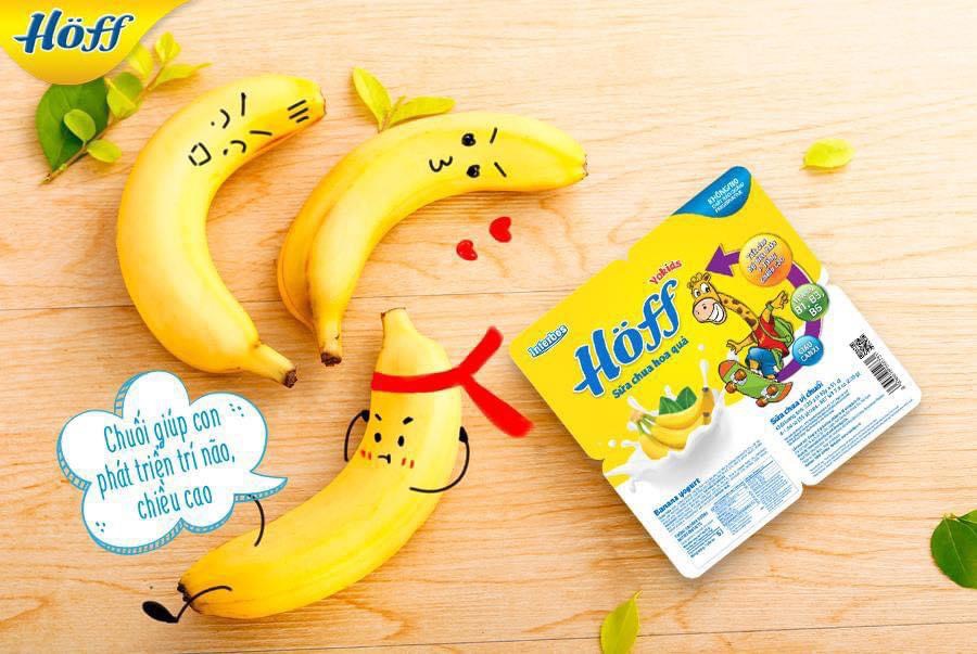 Sữa chua trẻ em vị Chuối Hoff (4 vỉ - 16 hộp)