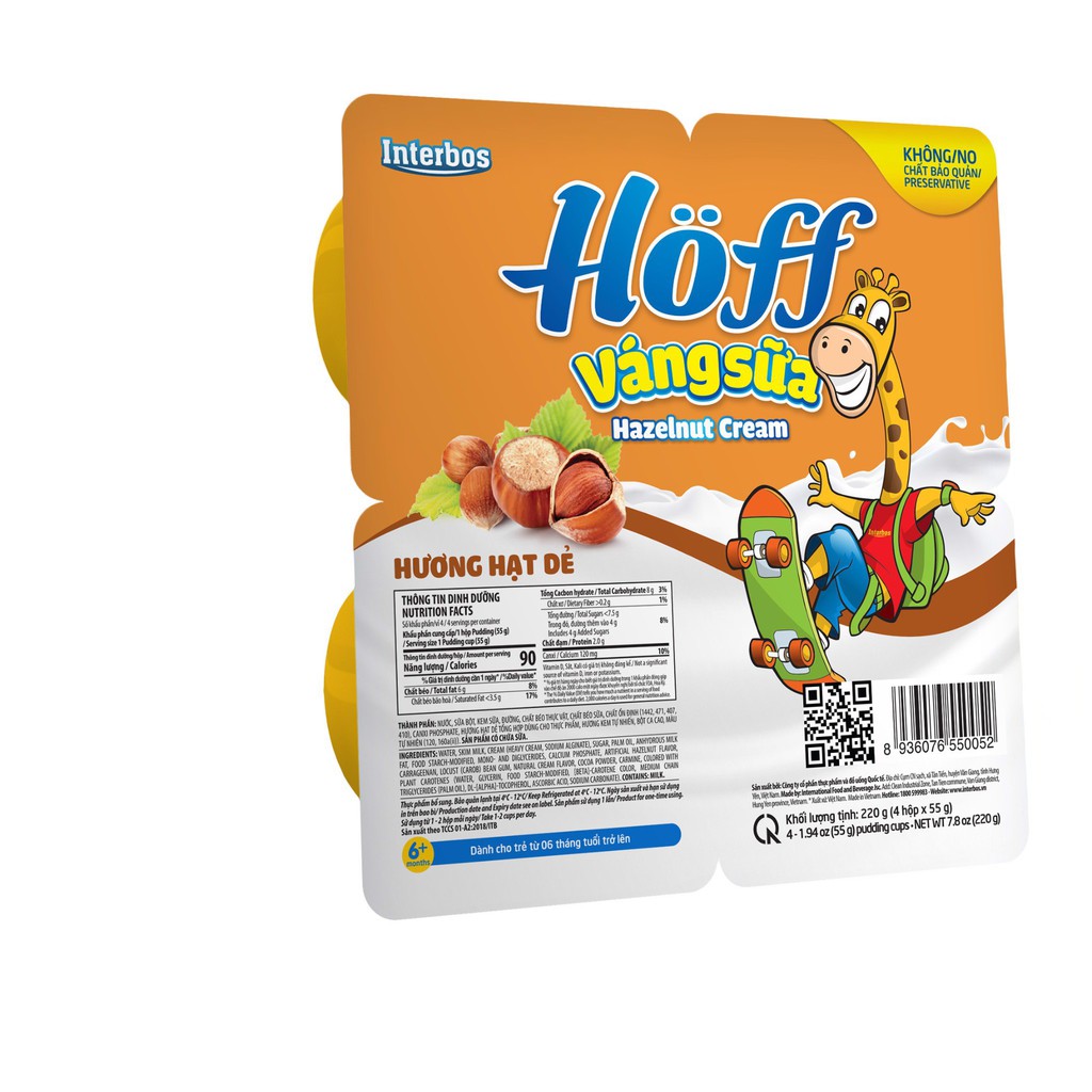 Váng Sữa vị Hạt Dẻ HOFF vỉ 4 hộp x 55g
