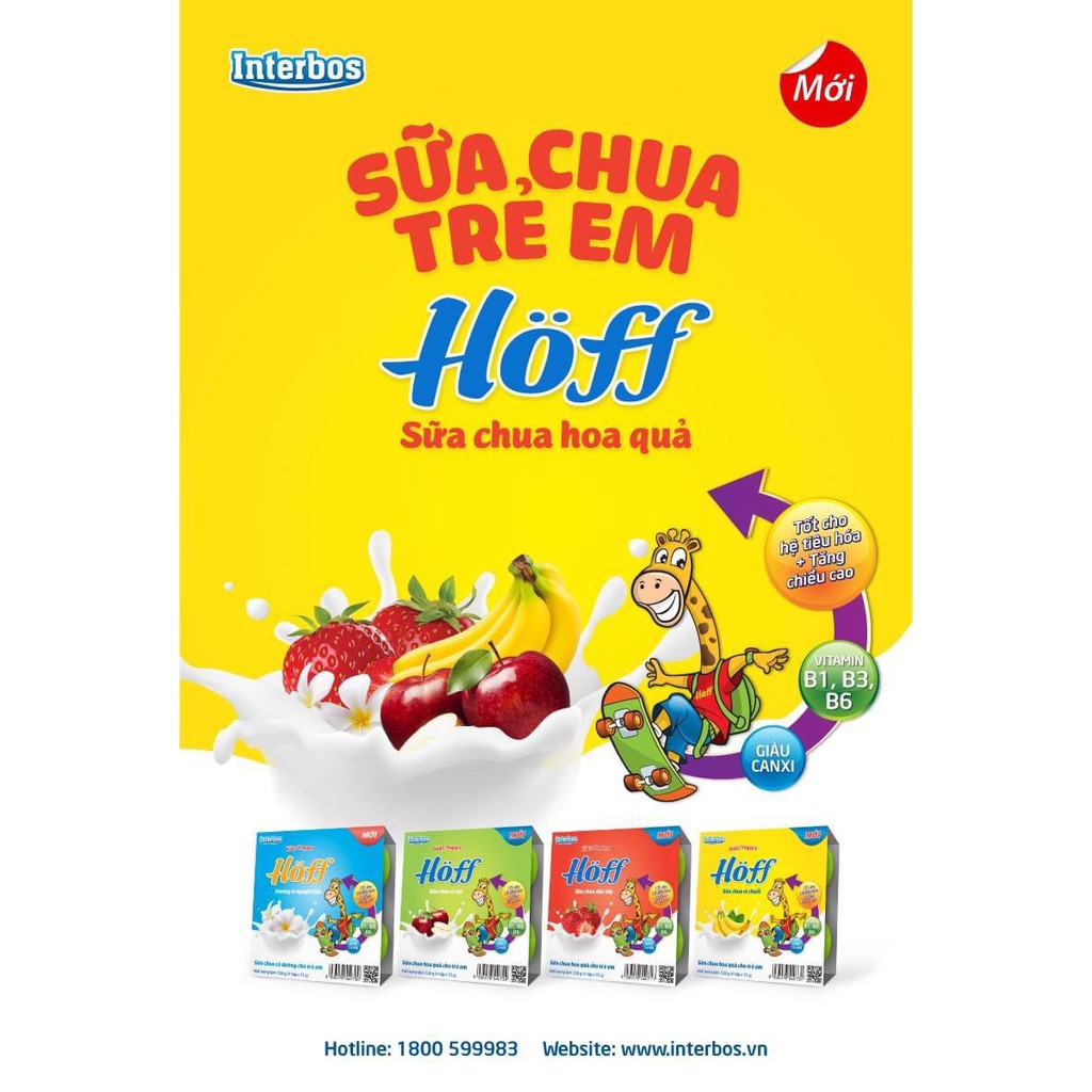 Sữa Chua trẻ em MIX VỊ HOFF (4 vỉ - 16 hộp)