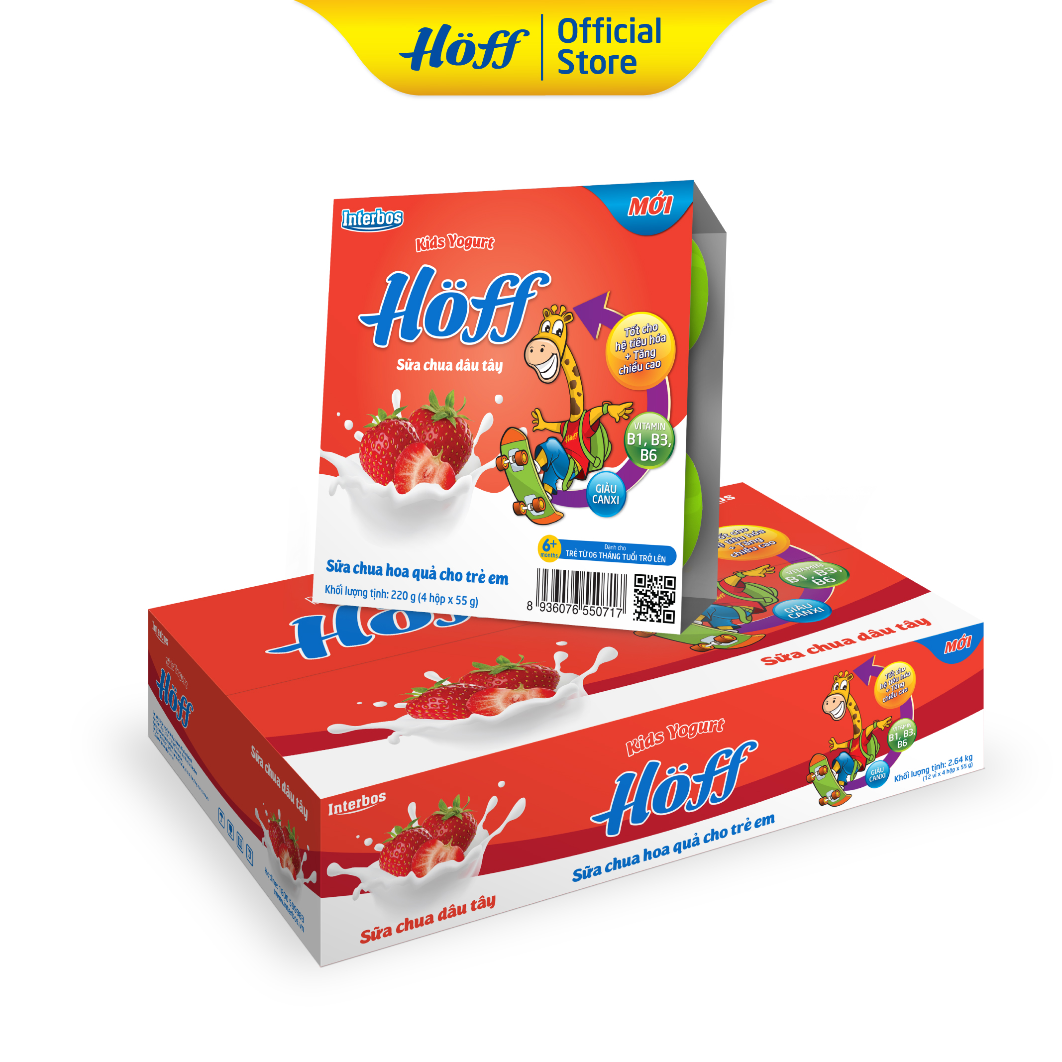 Sữa Chua trẻ em vị Dâu HOFF (1 thùng - 48 hộp)