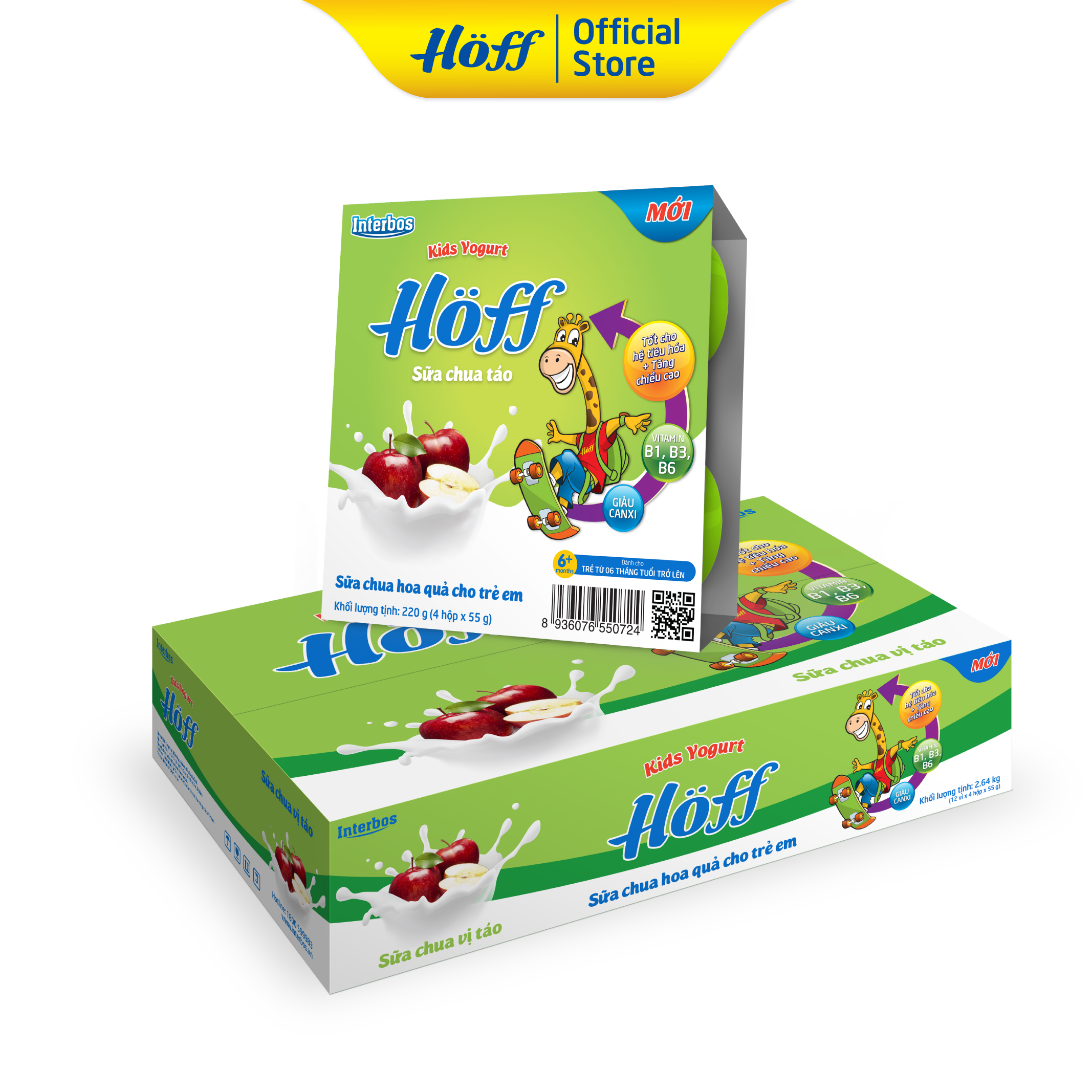 Sữa Chua trẻ em vị Táo HOFF(1 thùng - 48 hộp)