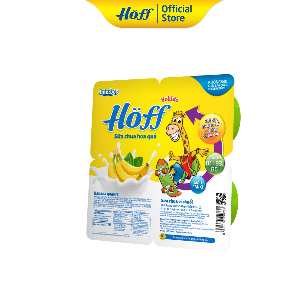 Sữa Chua trẻ em MIX VỊ HOFF (4 vỉ - 16 hộp)