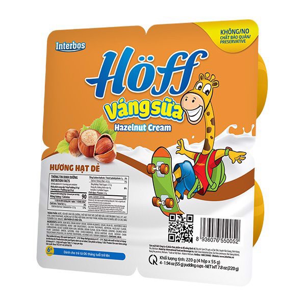 Váng Sữa vị Hạt Dẻ HOFF vỉ 4 hộp x 55g
