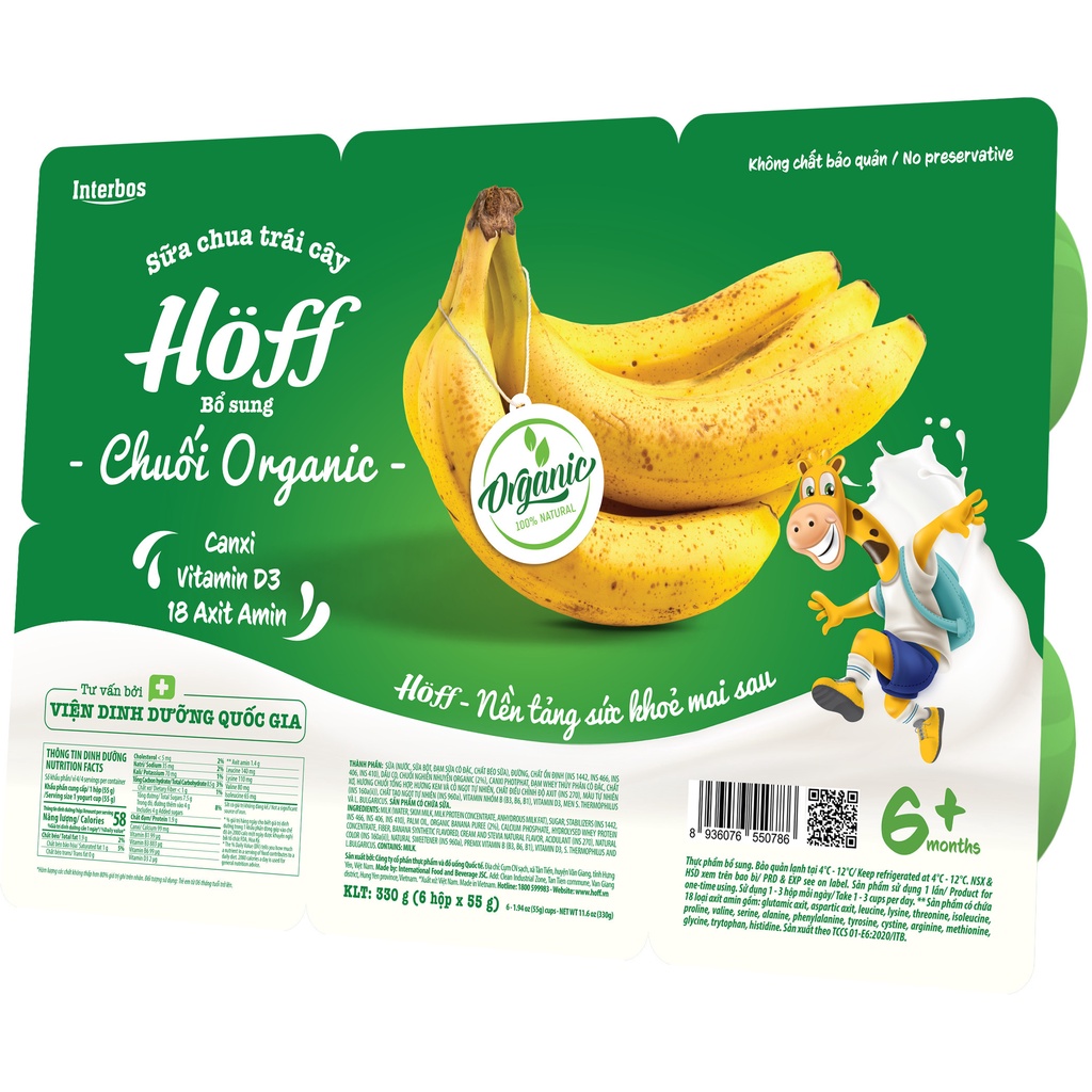 Sữa Chua Chuối Organic Hoff vỉ 6 hộp x 55g