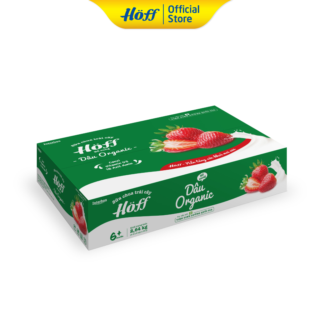 Sữa Chua Dâu Organic Hoff vỉ 6 hộp x 55g