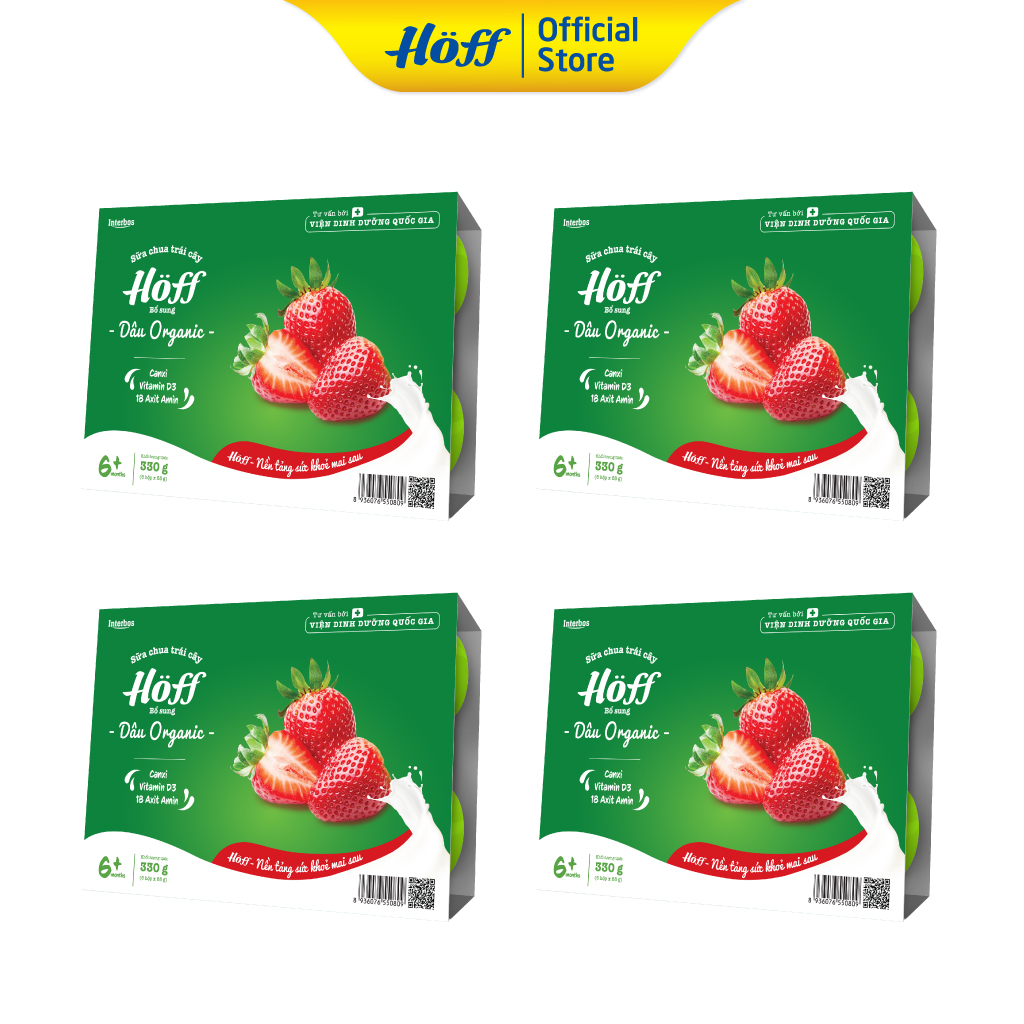 Sữa Chua Dâu Organic Hoff (4 vỉ - 24 hộp)