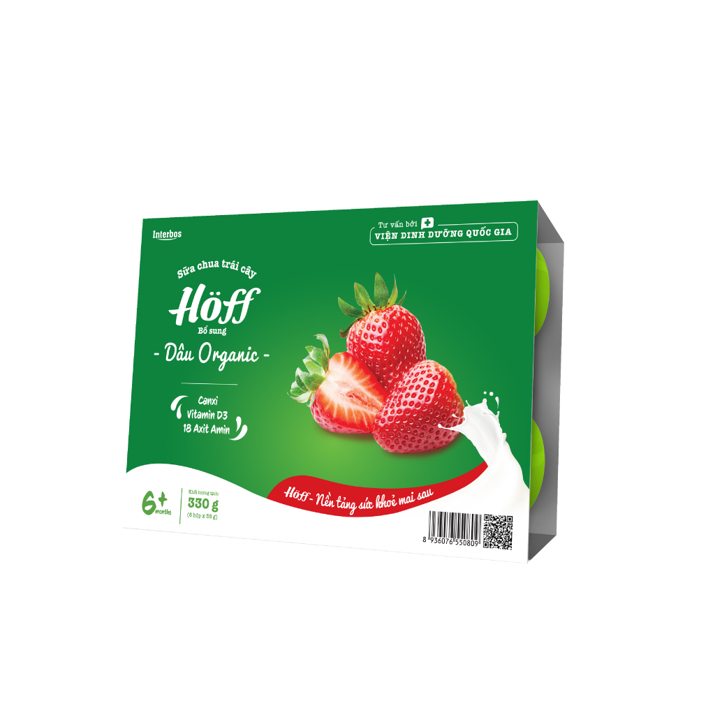 Sữa Chua Dâu Organic Hoff vỉ 6 hộp x 55g