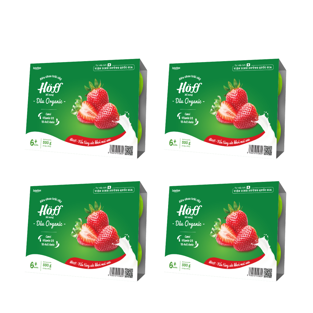 Sữa Chua Dâu Organic Hoff (4 vỉ - 24 hộp)