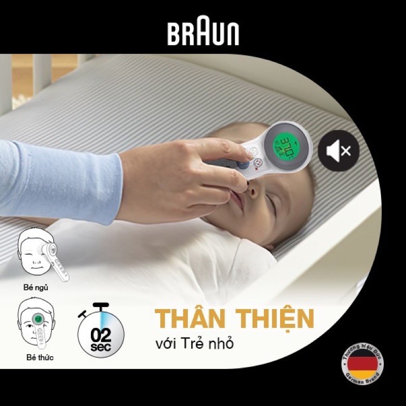 Tính năng đo không tiếp xúc an toàn của nhiệt kế Braun BNT400WE