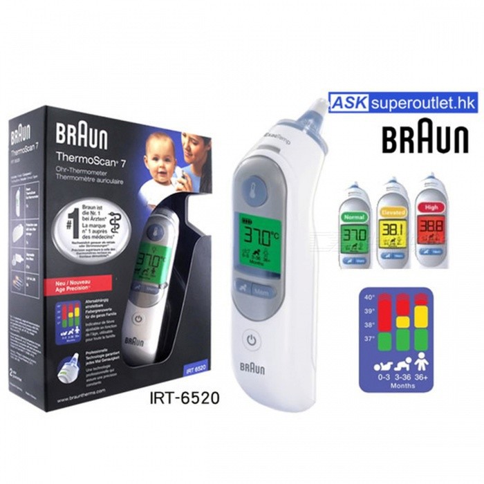 Nhiệt kế điện tử đo tai Braun IRT 6520 màu trắng chính hãng