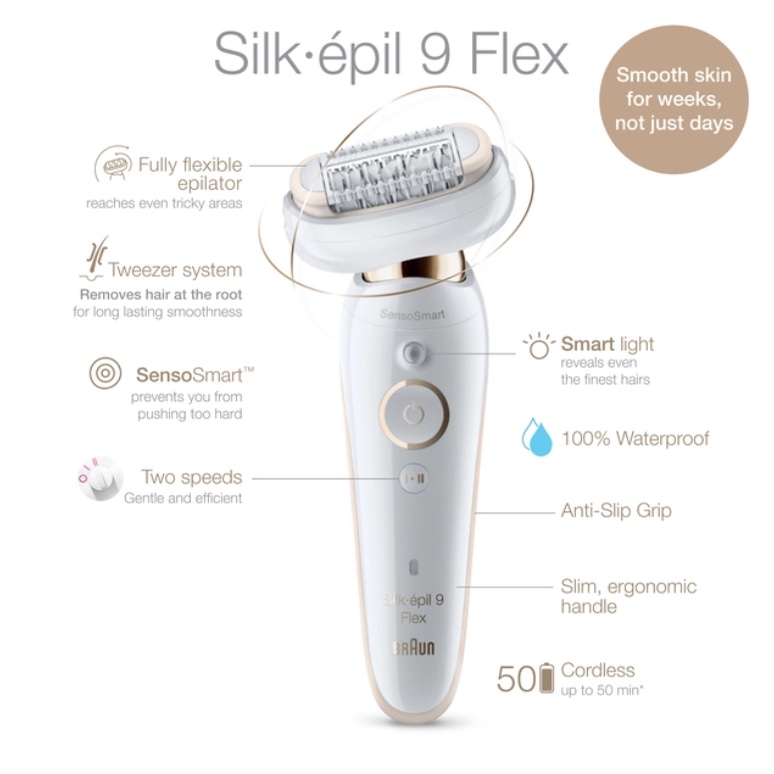 Công nghệ 40 nhíp MicroGrip và cảm biến SensoSmart trên Braun 9300 Flex xách tay Mỹ