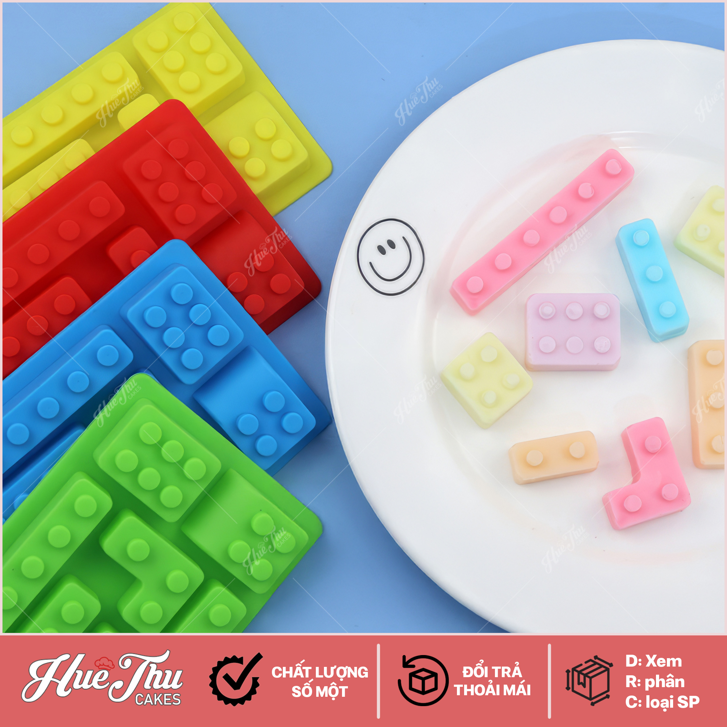 Khuôn silicon Lego Lắp Ráp làm bánh rau câu 3D 4D nhấn xôi, fondant, socola, nến hanmade