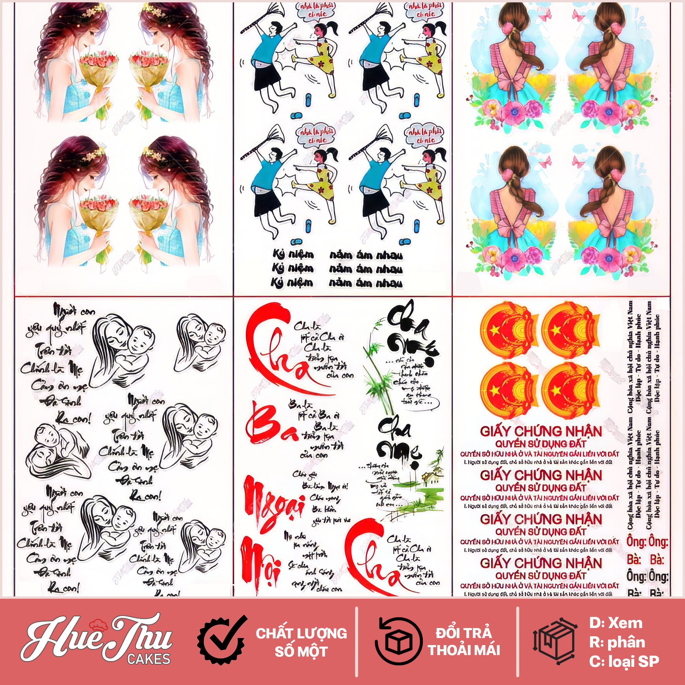 Tấm Decal Trong chủ đề Sinh Nhật, chữ dán tem dán lên bánh trang trí bánh rau câu tiện lợi (nhiều mẫu)